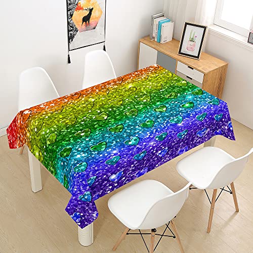 Treer Regenbogen-Stil Rechteckig Tischdecke, Tischdecke Abwaschbar, Tischdecken Haben Lotuseffekt, Fleckschutz Table Cloth für Picknick Couchtisch Hochzeiten Haushalt (Grün,140x160cm) von Treer