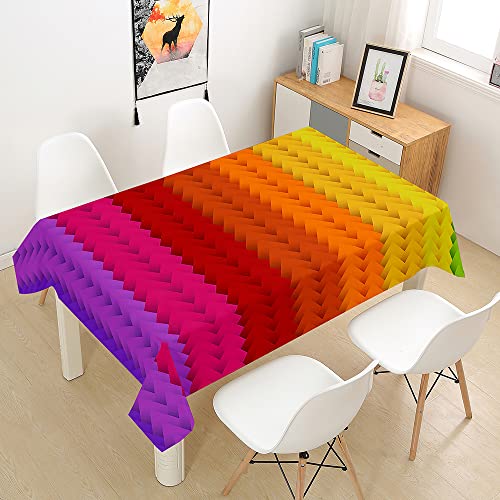 Treer Regenbogen-Stil Rechteckig Tischdecke, Tischdecke Abwaschbar, Tischdecken Haben Lotuseffekt, Fleckschutz Table Cloth für Picknick Couchtisch Hochzeiten Haushalt (Orange,140x240cm) von Treer