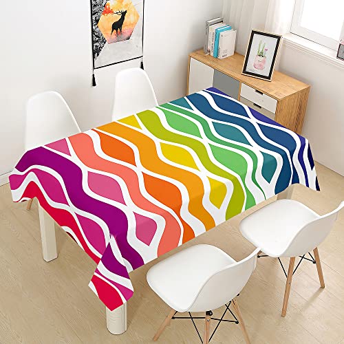 Treer Regenbogen-Stil Rechteckig Tischdecke, Tischdecke Abwaschbar, Tischdecken Haben Lotuseffekt, Fleckschutz Table Cloth für Picknick Couchtisch Hochzeiten Haushalt (Regenbogen,140x260cm) von Treer