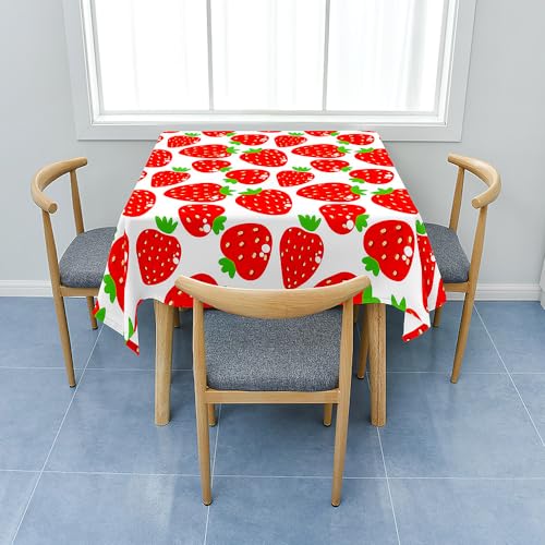 Treer Tischdecke Abwaschbar, Tischdecke Polyester Cartoon-Fruchtdruck, Abwischbare Tischdecke für Küchendekoration, Eckig Tablecloth Picknick im Freien (120x120cm,Erdbeere) von Treer