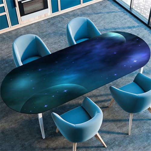 Treer Tischdecke Oval mit Elastischem Rand, Leuchtender Stern Fleckschutz Ovale Tischdecke, Tischdecke Abwaschbar Oval Lotuseffekt für Küche, Esszimmer, Picknick, Party (Stern 4,107x165cm) von Treer