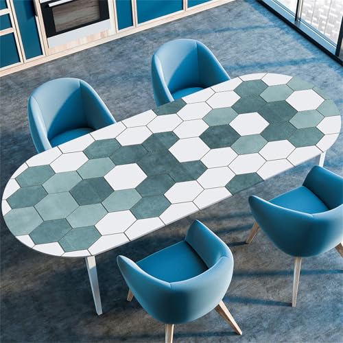 Treer Tischdecke Oval mit Elastischem Rand, Mode-Plaid Fleckschutz Tischdecke,Lotuseffekt Tischdecke,Freien Küche Tischdecken, Picknick Tischdecke Abwaschbar (91x152cm/36 x60,Grün) von Treer