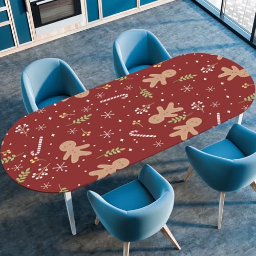 Treer Tischdecke Oval mit Elastischem Rand,Fleckschutz Ovale Tischdecke, Ahornblatt Druck Tischdecke Abwaschbar Oval,Lotuseffekt Tischdecke für Küche, Esszimmer,Picknick (132x229cm,Tiefrot) von Treer