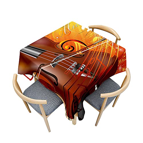 Treer Violin Music Print Table Cloth, Square Tablecloths Wipeable Splash Proof Tablecloth Table Cloths for Kitchen Decoration Outdoor Picnic (Musik,120x120cm) von Treer