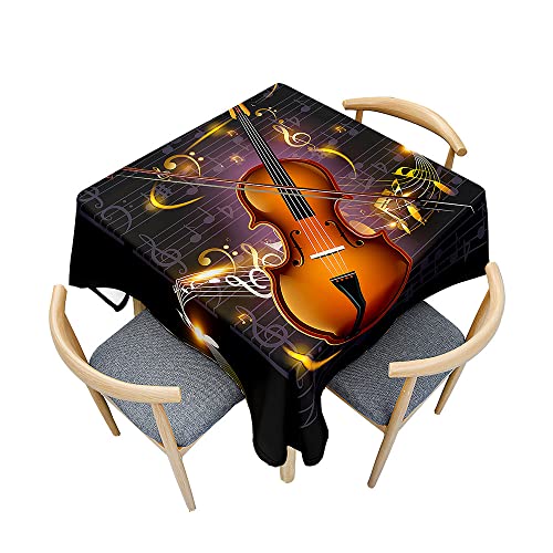 Treer Violin Music Print Table Cloth, Square Tablecloths Wipeable Splash Proof Tablecloth Table Cloths for Kitchen Decoration Outdoor Picnic (Schwarz,60x60cm) von Treer