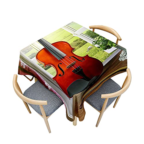 Treer Violin Music Print Table Cloth, Square Tablecloths Wipeable Splash Proof Tablecloth Table Cloths for Kitchen Decoration Outdoor Picnic (Violine 1,60x60cm) von Treer