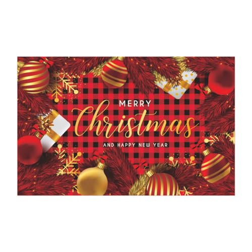 Treer Weihnachtsbanner Groß Frohe Weihnachten Banner Weihnachts Flagge Outdoor Weihnachtsdekoration Türbanner Gartenbanner Hängende Weihnachtsfeier Dekoration (150x90cm,Weihnachten 3) von Treer