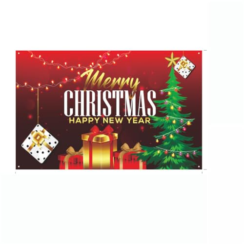 Treer Weihnachtsbanner Groß Frohe Weihnachten Banner Weihnachts Flagge Outdoor Weihnachtsdekoration Türbanner Gartenbanner Hängende Weihnachtsfeier Dekoration (150x90cm,funkelndes Weihnachten 10) von Treer