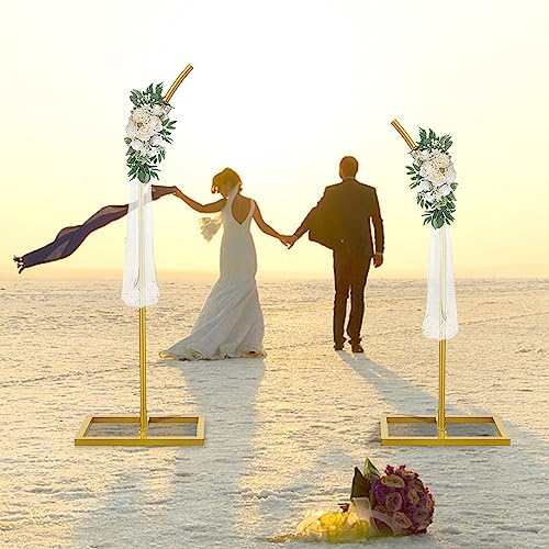 Treesunshine Hochzeit Bogen Metall 243cm|210 cm,Rosenbogen Hochzeitsbogenständer Blumen Goldene Luftballon Bogen Gestell Hochzeit Stabilisieren für Geburtstagsdekoration,Hochzeitsdekoration, Gold von Treesunshine