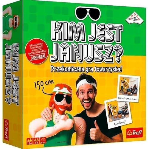 Trefl - Wer ist Janusz? - Geselliges Erraten Spiel für Sprüche, Aufblasbare Puppe 150cm, Lustiges Partyspiel, Häuser, Unterhaltung für den Abend, Für Erwachsene und Jugendliche ab 14 Jahren von Trefl