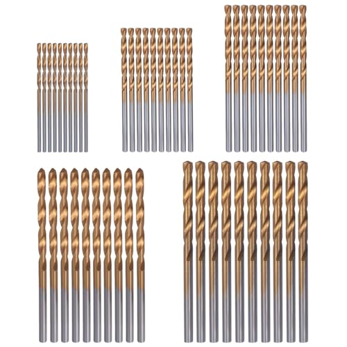 Treki 50 Stück 1-3 MM Mini Spiralbohrer Set, Mini Handbohrer für Modellbau, Micro Bohrer Set für Handbohrmaschine, Metallbohrer Stahlbohrer Eisenbohrer für Holz Kunststoff von Treki