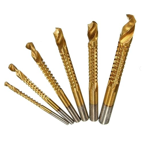 Treki 6 x Spiralbohrer, HSS, Hochgeschwindigkeitsstahl, 3-8 mm, Bohrer und Säge, Bit-Set, Titan, HSS-beschichtet, Holzbearbeitungswerkzeuge für Holz und Metall von Treki