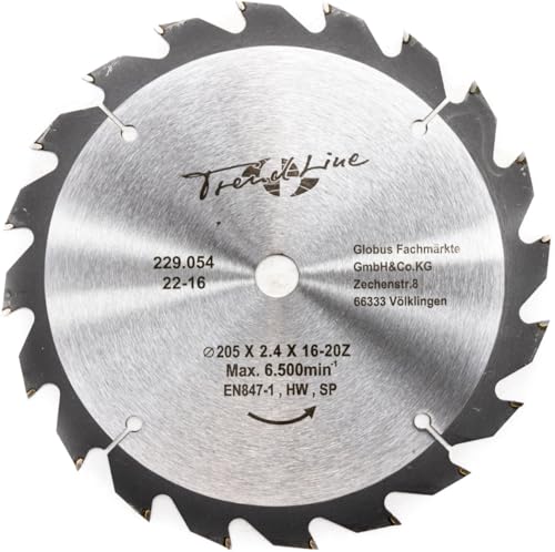 TrendLine HM-Kreissägeblatt Ø 205 mm Bohrung Ø 16 mm Sägeblätter & Sägehilfen von Trend Line