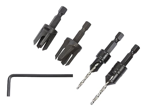 Trend Snappy 4 Piece Set Countersink & Plug cutter Set, enthält zwei Bohrsenker und passende Steckerfräser, SNAP/PC/A von TREND