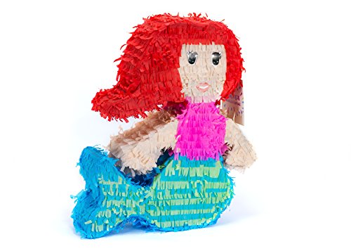 Trendario Pinata Meerjungfrau - 45 x 40 cm - Ideal zum Befüllen mit Süßigkeiten und Geschenken - Piñata für Kindergeburtstag Spiel, Geschenkidee, Party, Hochzeit von Trendario