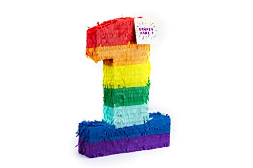 Trendario Pinata Zahl 1, Pinjatta zum Befüllen mit Süßigkeiten und Geschenken - Piñata für Kindergeburtstag Spiel, Geschenkidee, Party, Hochzeit von Trendario