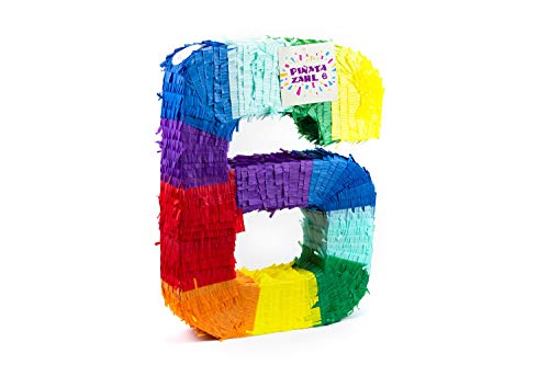 Trendario Pinata Zahl 6 - mehrfarbig - ungefüllt - Ideal zum Befüllen mit Süßigkeiten und Geschenken - Piñata für Kindergeburtstag Spiel, Geschenkidee, Party, Hochzeit von Trendario