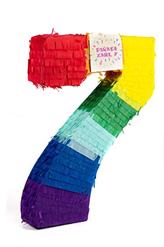 Trendario Pinata Zahl 7 - mehrfarbig - ungefüllt - Ideal zum Befüllen mit Süßigkeiten und Geschenken - Piñata für Kindergeburtstag Spiel, Geschenkidee, Party, Hochzeit von Trendario