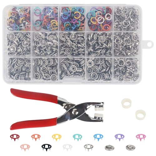 Druckknöpfe mit Zange 200 Sets 9,5 mm Metall Druckknöpfe mit Feste Knöpfe Werkzeug, Druckknöpfe Ohne Nähen Für DIY Basteln Baby Kinder Kinderbekleidung,Kleidung Taschen,Handgemaakt,Kleding Repareren von Trendecor