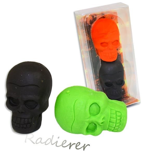 Totenkopf Radiergummis 3cm, 2 Stk., Piratenparty/Halloween Giveaway von Trendhaus Handelsgesellschaft mbH