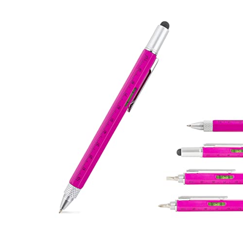 TRENDHAUS Multifunktions Kugelschreiber, 6-in-1 Geschenk für Männer, Geschenkideen Weihnachten, Büro Gadgets, Touchscreen Werkzeug-Stift (Pink) von TRENDHAUS