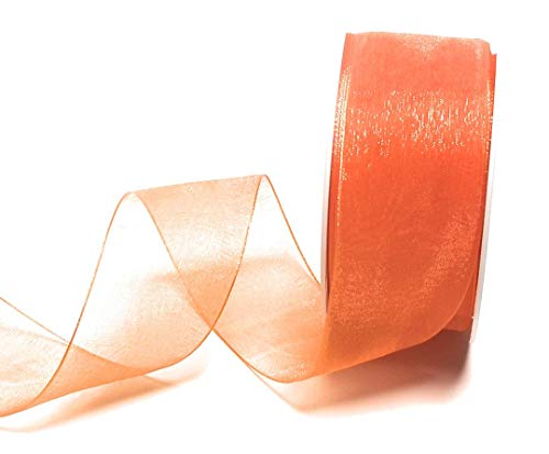 Trendline SCHLEIFENBAND 25m x 40mm Orange Organza Organzaband Chiffonband Webkante [3493] von Trendline