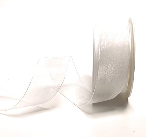 Trendline SCHLEIFENBAND 25m x 40mm Weiß Organza Organzaband Chiffonband Webkante [3493] von Trendline