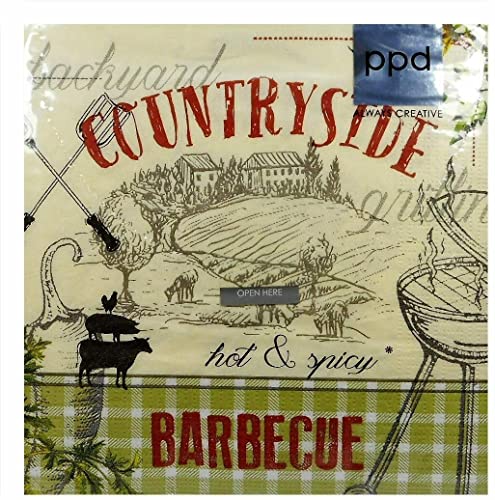 20 Servietten PPD Barbeque Countryside Grillen Napkins 33 cm Deko GS 408 von Trends & Trade