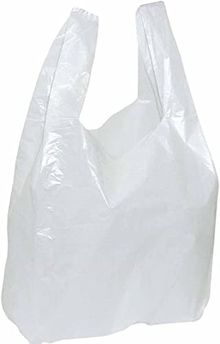 100 Stück 300x200x600mm Hemdchentragetaschen Plastik-Beutel Tüten weiß Tragetasche geeignet für Lebensmittel von Trendsky