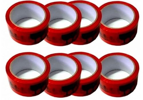 Trendsky 12 x Rollen 66 Meter Rot Vorsicht Glas Hinweis Packband Paketband Klebeband Paketbänder Film Band von Trendsky