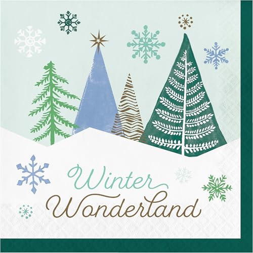 Trendware Winter Wonderland Weihnachtsservietten, 48 Stück, 16,5 x 16,5 cm, dekorative Servietten für Weihnachtstische und Winterferienpartys von Trendware