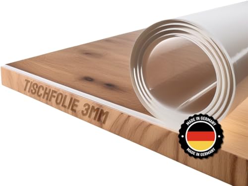 Trente Tischfolie 3mm dick - Tischschutz mit abgeschrägten Kanten - transparente Tischdecke Eckig - Schutztischdecke Größe wählbar - Schutzfolie Abwaschbar - 100x220 von Trente