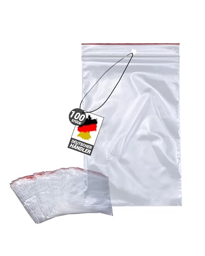 100 Stück Druckverschlussbeutel - Zip-Beutel - lebensmittelecht, wasser- und luftdicht, BPA-frei, Polyethylen (LDPE), ideal für Lebensmittel, Kleinteile und vieles mehr (40 µm - 100 x 100 mm) von Trevendo