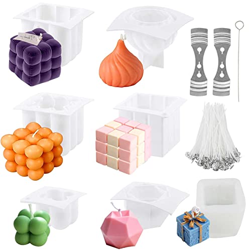 Trhillsbrad 7 Stück Kerzenformen Zum Gießen,Kerzen Selber Machen Set 3D DIY Kerzenform Silikon Bubble Kerzen Kit kerzen formen silikon als Heimdekorationen mit, Scented Candle, DIY Duftkerze, Seife von Trhillsbrad