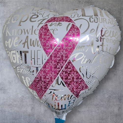 Pink Ribbon Folienballon in Herzform, 45,7 cm, Brustkrebs-Bewusstseinsunterstützung, geeignet für Luft oder Helium von Tri Products