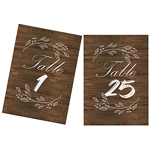 Tischnummern Hochzeit Rustikal Tischnummern 1-25 mit Kopftisch Tischkarten 12,7 x 17,8 cm Tischkarten für Hochzeit, Empfang, Tafelaufsatz, Party von TriEco