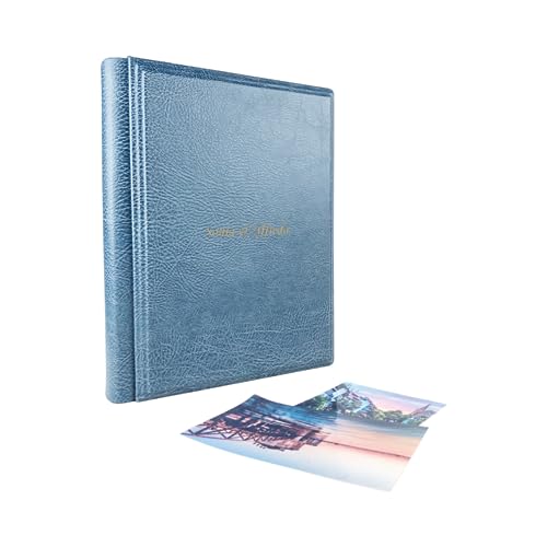 TriVin Art Fotoalbum - Elios Vintage - handgefertigte Herstellung aus Kunstleder, personalisierbar mit Gravur. Ideal für Hochzeiten, Jubiläen und alle Veranstaltungen (Navy blau) von TriVin Art