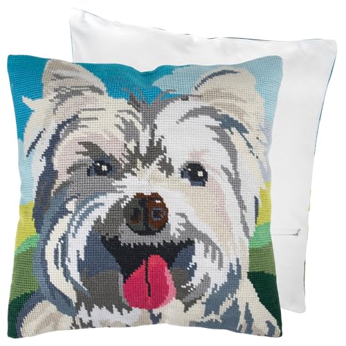 Trimits Halbstich Tapisserie Kreuzstich-Kissen-Set, inklusive Kissenrücken, vorbedruckte Leinwand, Faden und Nadel inklusive 40 x 40 cm (15,75 x 15,75 Zoll) - Westie-Hund von Trimits