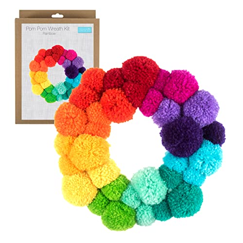 Trimits Regenbogen-Pompon-Kranz-Set, zum Selbermachen von Weihnachtsdekorationen, Haustür-Girlande, Stolz-Dekorationen, 26 cm von Trimits