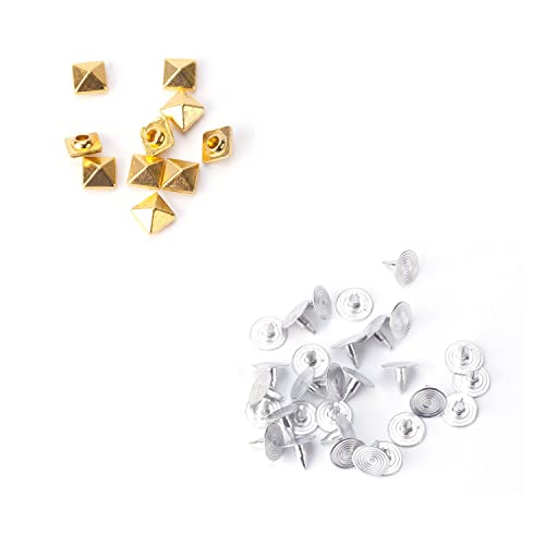 100 Stück Spike-Bolzen Nieten von Square Pyramid für Lederkleidung Jeans Taschen künstlerische und handwerkliche Verzierungen vom Trimming Shop, metall, gold, 8mm x 8mm von Trimming Shop