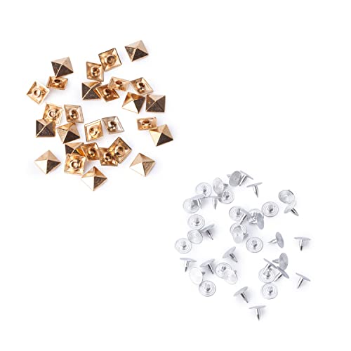 100 Stück Spike-Bolzen Nieten von Square Pyramid für Lederkleidung Jeans Taschen künstlerische und handwerkliche Verzierungen vom Trimming Shop, metall, rose gold, 12mm x 12mm von Trimming Shop