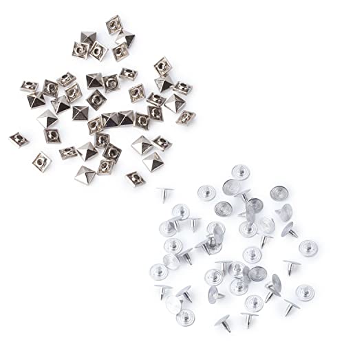 100 Stück Spike-Bolzen Nieten von Square Pyramid für Lederkleidung Jeans Taschen künstlerische und handwerkliche Verzierungen vom Trimming Shop, metall, silber, 12mm x 12mm von Trimming Shop