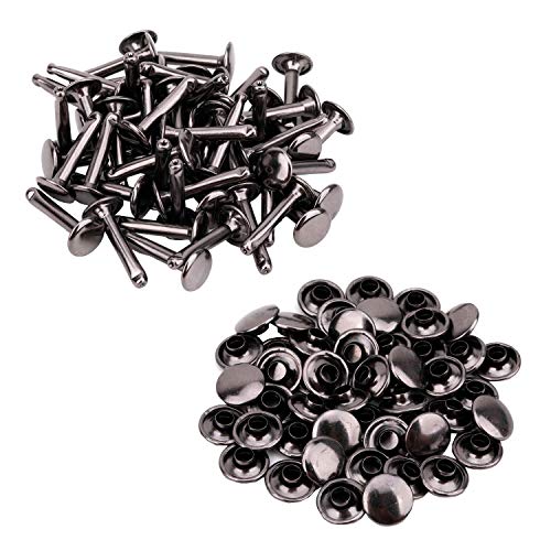 10mm x 18mm Extra Lang Doppel Kappe Nieten - 50 Pieces - Ideal für Leder Handarbeiten - Aus Rotguss, 9mm x 18mm von Trimming Shop