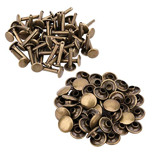 10mm x 18mm Extra Lang Doppel Kappe Nieten - 50 Pieces - Ideal für Leder Handarbeiten - Bronze, 9mm x 15mm von Trimming Shop