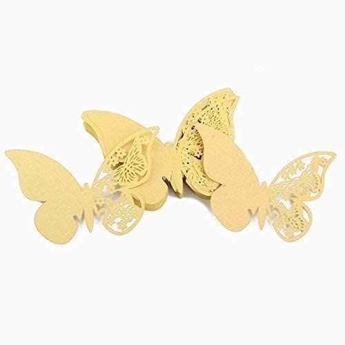 50 Schmetterling präziser Schnitt Wein Glas Papier Name Platzkarten für Hochzeit Geburtstag Party für Events zeigt von trimmen Shop gold von Trimming Shop