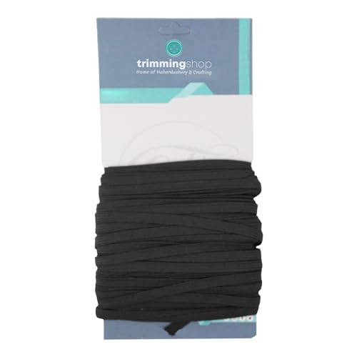 M X Schwarz & Weiß - 7mm Breit Flach Gewebt Elastisch Band Zum Nähen, Stricken, Hosenbund Und Kunst & Basteln Von Trimming Shop - Schwarz, 1 Metre von Trimming Shop