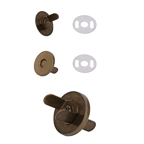 Magnetverschlüsse / Magnetknöpfe für Handtaschen, Taschen und zum Basteln, Magnetknöpfe, Gegenstücke und jeweils 2 Unterlegscheiben, Metall, 18 mm, metall, bronze, 2er-Set von Trimming Shop