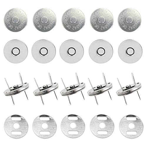 Magnetverschlüsse / Magnetknöpfe für Handtaschen, Taschen und zum Basteln, Magnetknöpfe, Gegenstücke und jeweils 2 Unterlegscheiben, Metall, 18 mm, metall, silber, Set of 10 von Trimming Shop