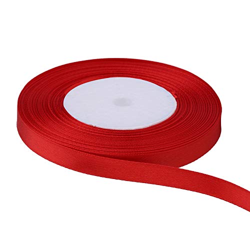 Trimmen Shop 10mm x 25 Meter Doppelseitige Satin-Polyester-Bandrollen für Stoff, DIY Art & Crafts, Schleifen, Geschenkverpackung, Hochzeitsdekorationen, Rot von Trimming Shop