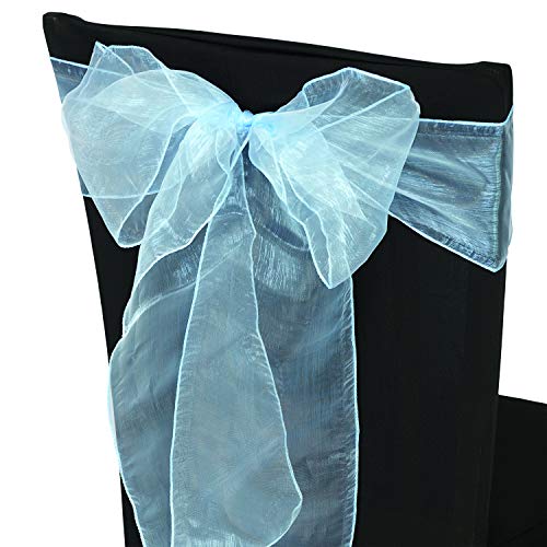 Trimming Shop 100 Organza Stuhl Bezug Schärpe - Dekorativ Komplett Schleife für Hochzeit, Geburtstag Partys - Bunt Band Für Sitze - Babyblau, 100pcs von Trimming Shop